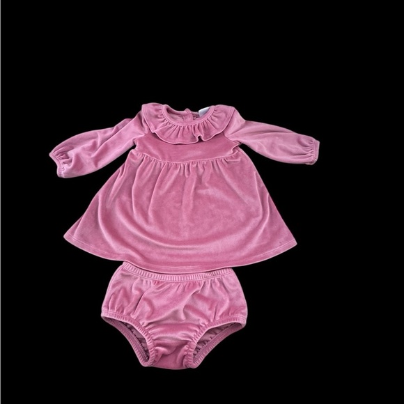 Nordstrom Baby Girl Pink Velour  Dress sz 9m (k212 - Picture 2 of 4